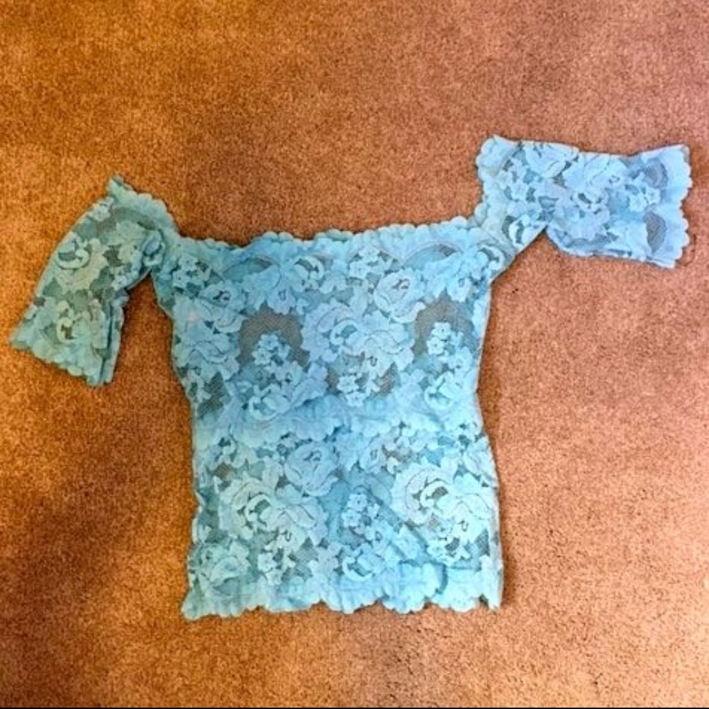 Sheer Lace Baby Blue Top